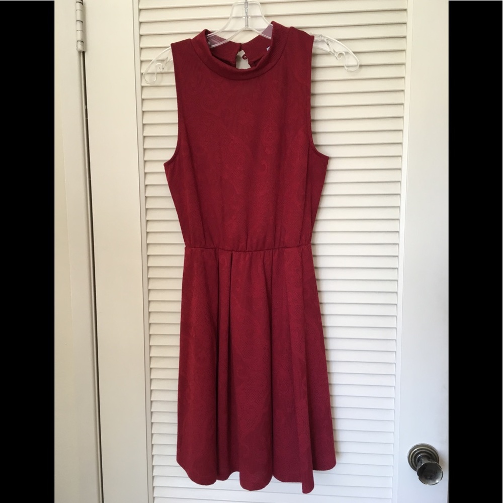 Red high neck dress
